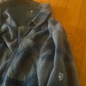 Kuhl Men's Blue Plaid Flannel Button Up Long Sleeve Shirt Medium